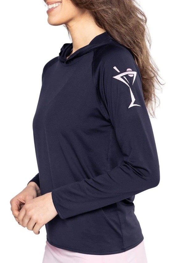 NEW Golftini Martini Hoodie Navy Blue / Pink LARGE Lightweight Stretch
