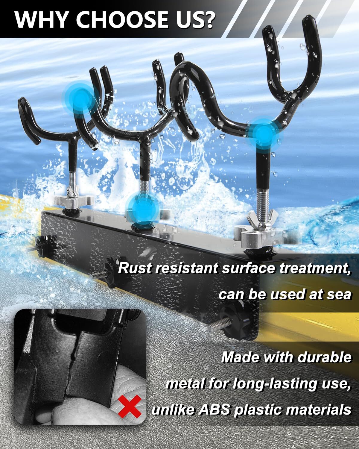 Boat Track System Rod Holder with Power Lock and Track Adapter