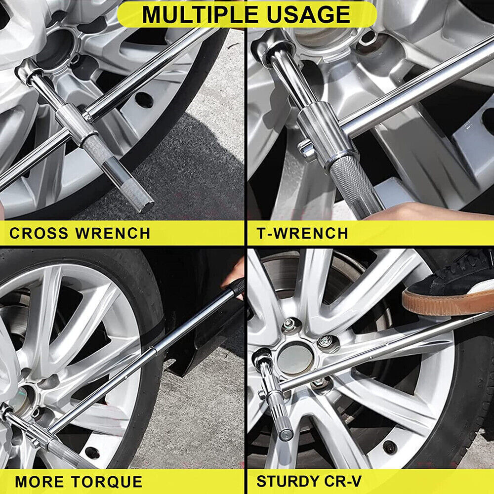 New Universal 23" Extended Lug Wrench 4 Way Tire Iron Nut Wrench Set W/Socket US