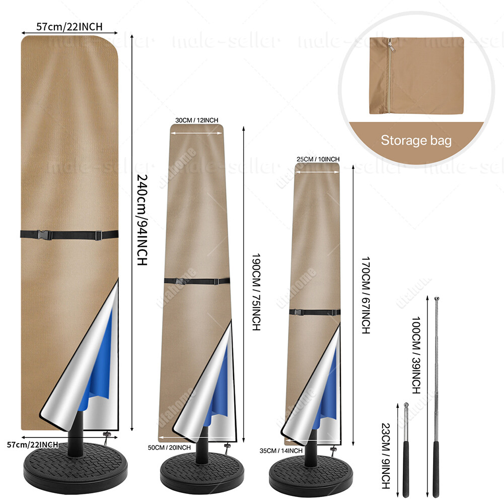 Heavy Duty Outdoor Patio Umbrella Protective Cover Waterproof Canopy 6-13'ft USA