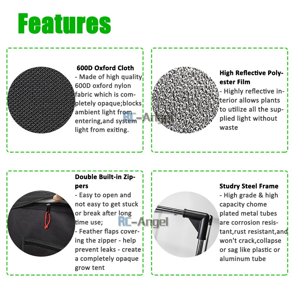 48"x48"x80" Grow Tent Kit w/LED Full Spectrum Grow Light +Ventilation Inline Fan