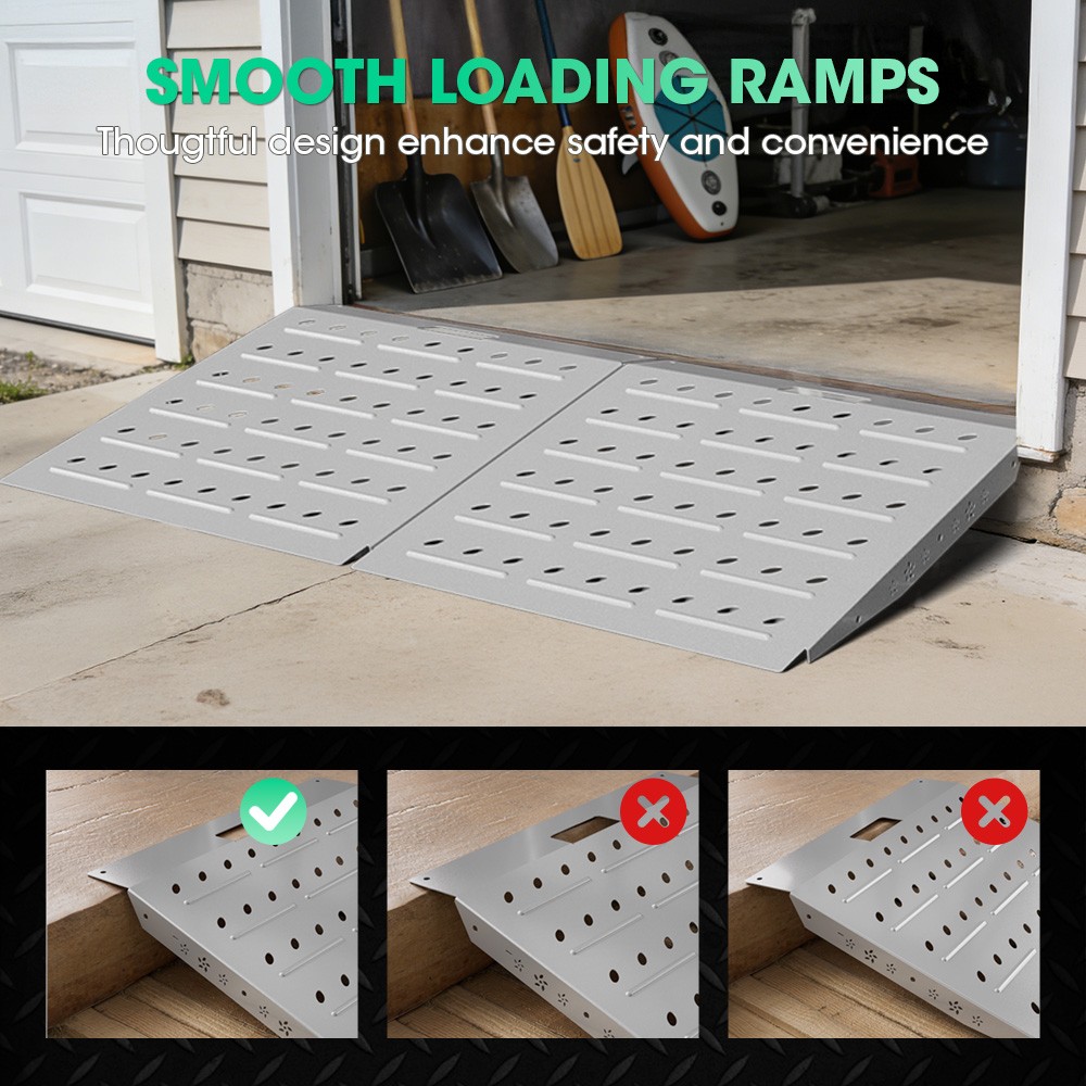 1/2PCS Shed Ramp for Riding Mower&Lawn Anti-Slip Punch Plate Ramp Threshold Ramp