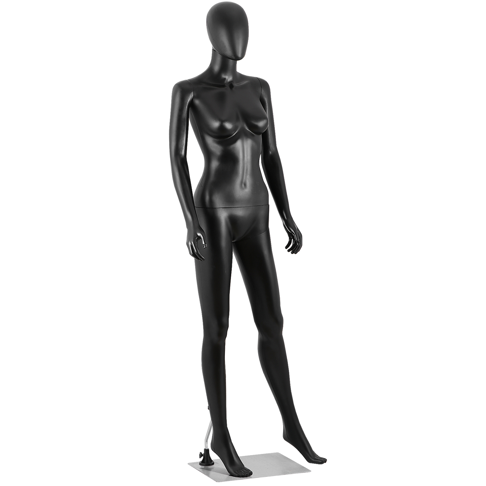 Black Adjustable Female Mannequin Faceless Plastic Full Body Dress Form Base 70"