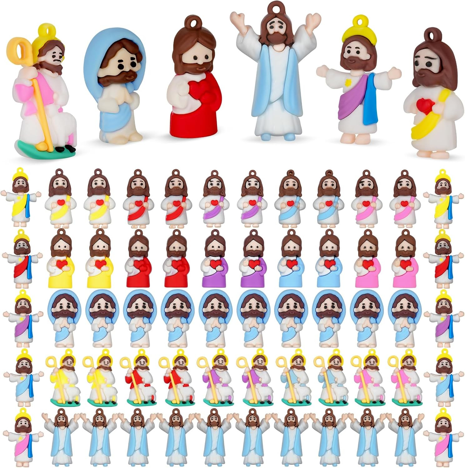 Little Jesus Figures, 60PCS Mini Jesus Figurines in Bulk, Jesus Loves You Tiny J