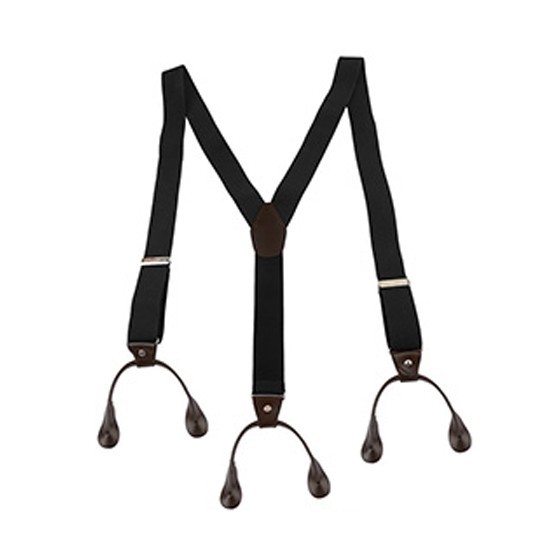 6 Button Holes Link Men's Suspenders Black Color 24-43" Adjustable Length 1PC