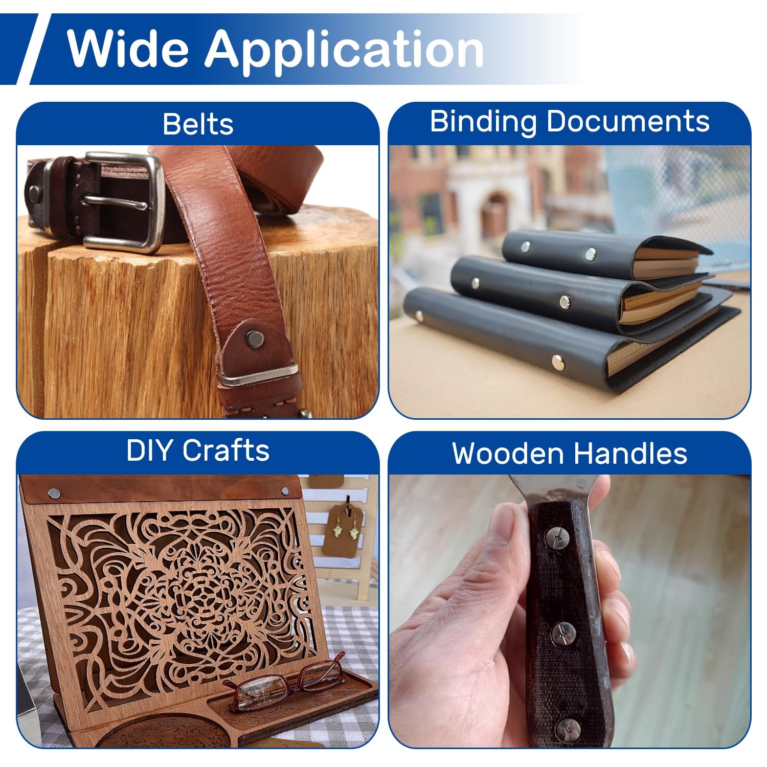 130Sets Chicago Screws Kit Silver Binding Screw Rivets for Leather Crafts