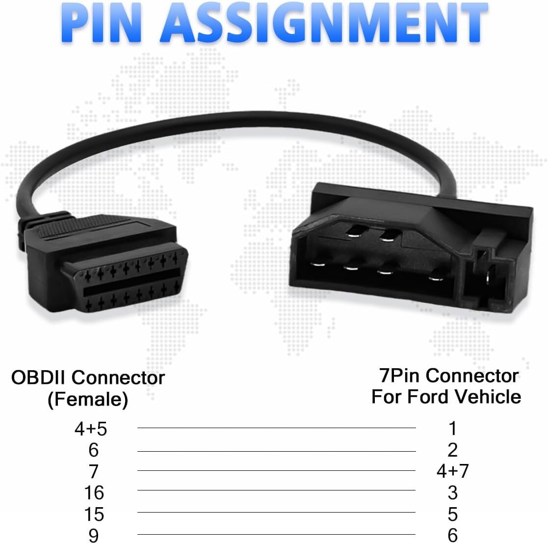 For Ford Engine Repair Tool 7 Pin OBD1 to OBD2 Cable Adapter Code Reader Scanner