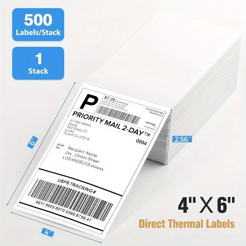 500Pack 500 4x6 Thermal Shipping Labels Foldable Any Prints Thermal LabelmPaper
