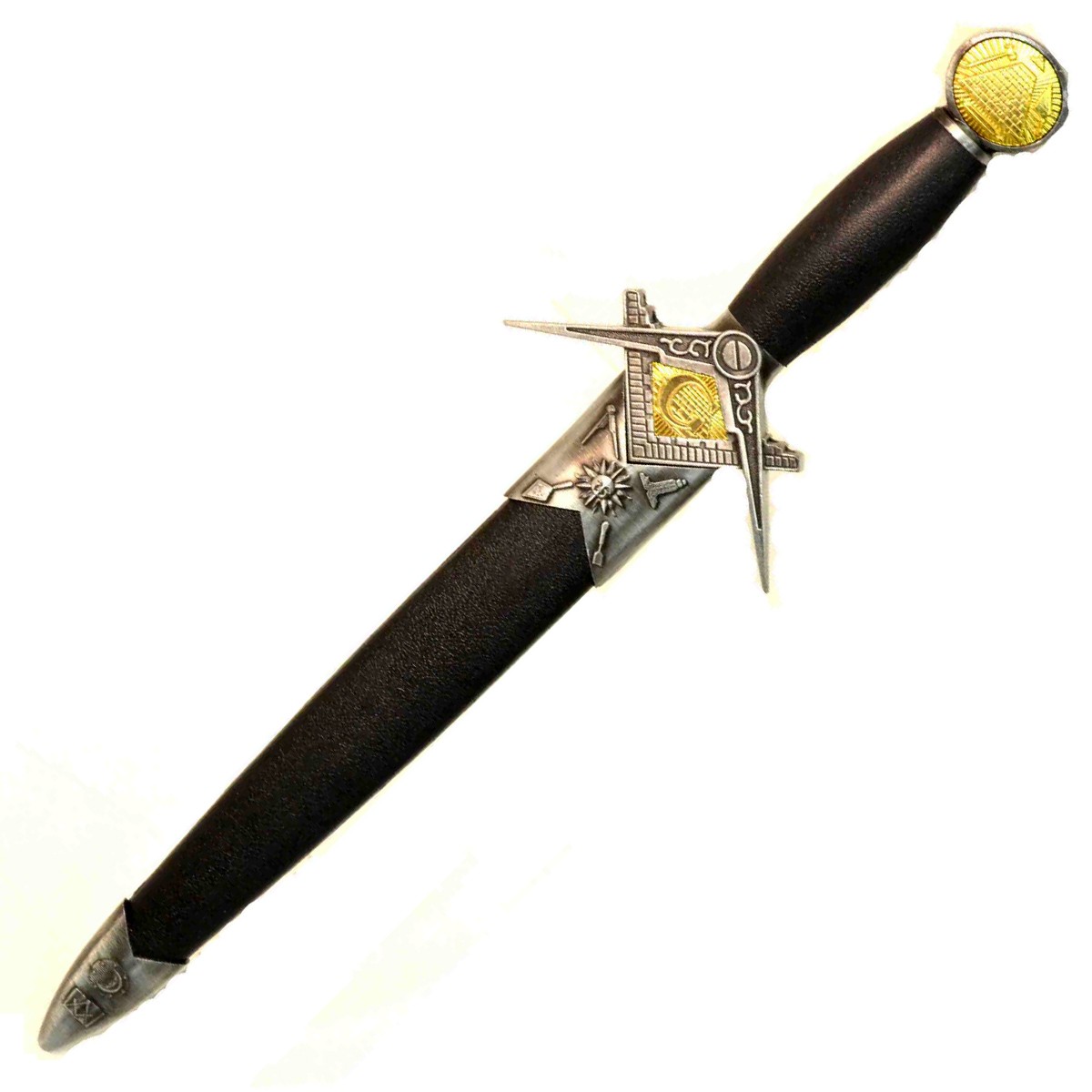 Freemason Master Free Mason Dagger w/ Sheath & Masonic Seal w Square & Compasses