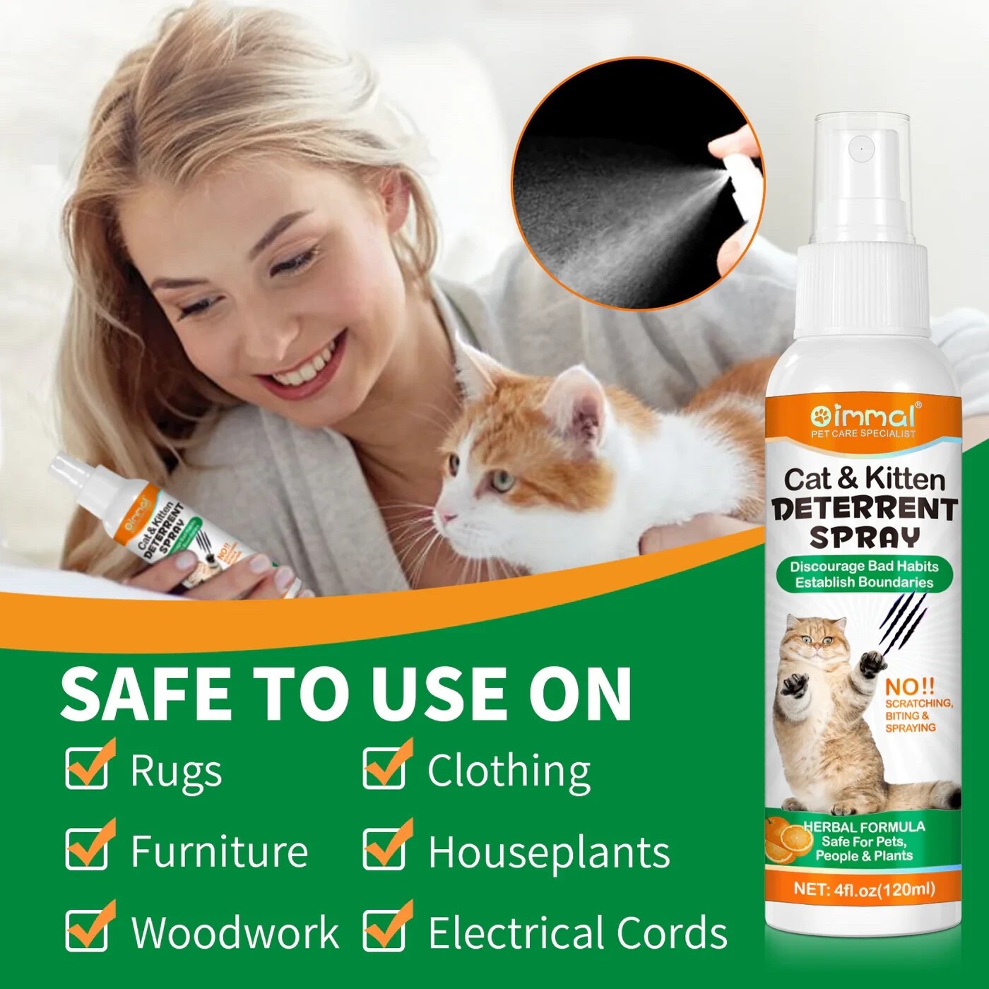 2-in-1 Cat & Kitten Training Aid | Cat Deterrent Spray for In/Outdoor 120 ML