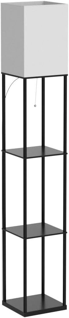 Floor Lamp with Shelves, Modern Square Standing Lamp & 3 Color Temperature Bulb