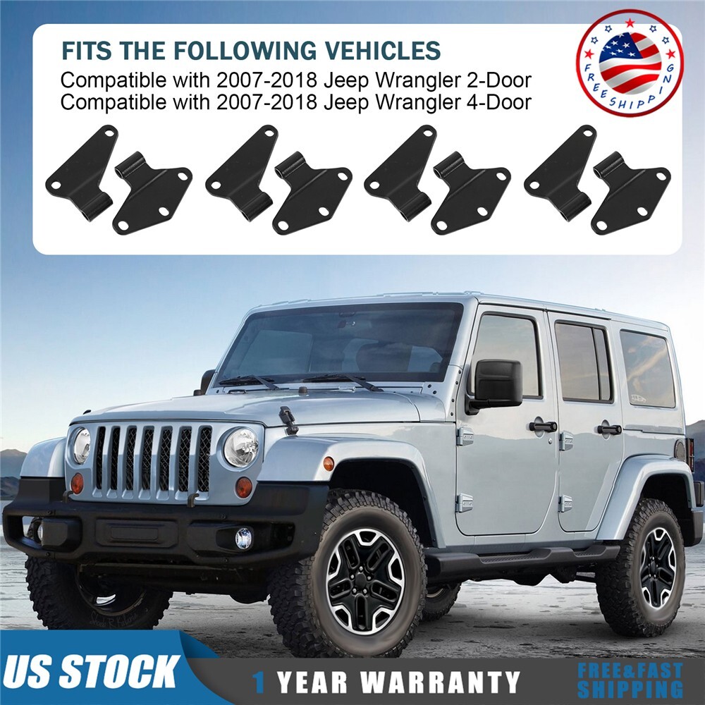 NEW Heavy-duty Body Door Hinge Bracket 2 Door Set For Jeep Wrangler JK 2007-18