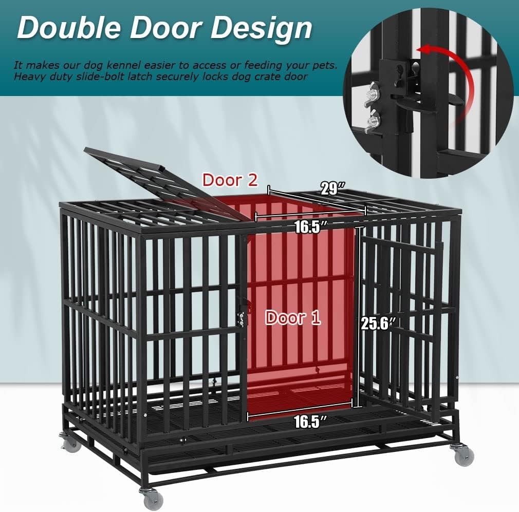 Heavy Duty Indestructible Dog Crate 49 Inch Dog Kennel Large Dog Cage