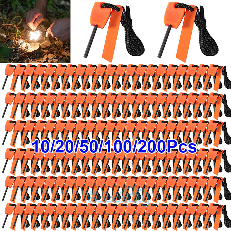 10-200pcs Ferro Rod Fire Starter Flint Magnesium Striker Survival Camping Tool
