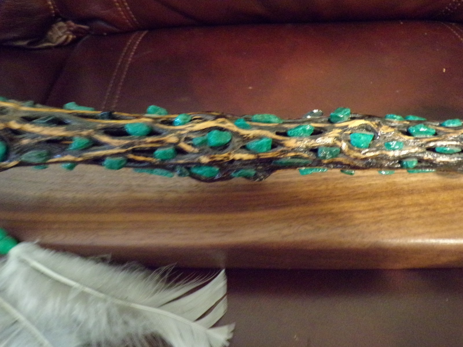 American Indian PEACE PIPE Authentic Native Tribal Ceremonial CACTUS & Turquoise