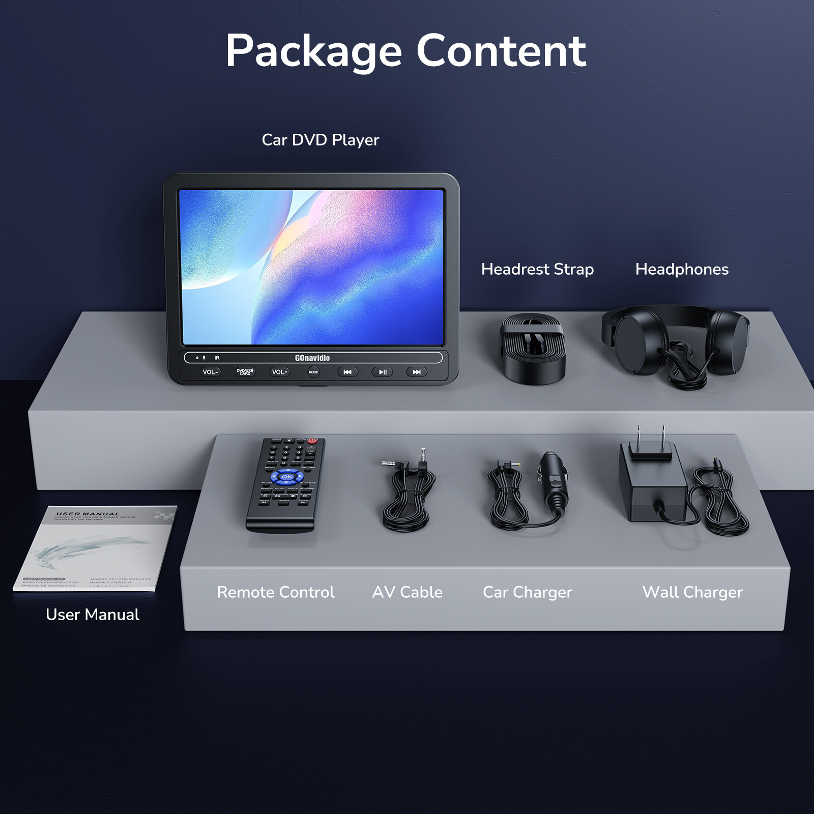 10.5" HD Car Headrest DVD Player Back Seat Monitor USB SD HDMI Memory W/ Headset