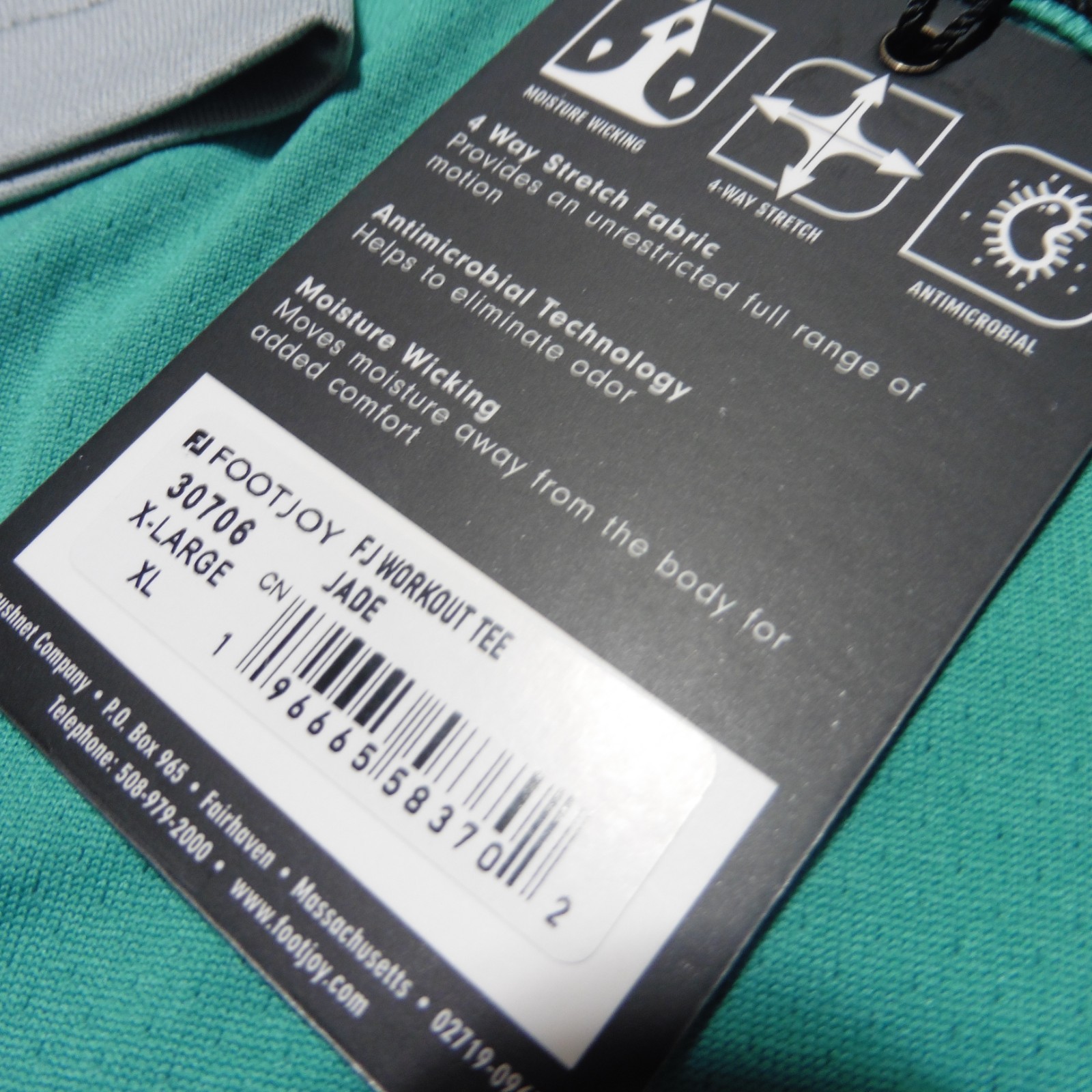 FOOTJOY Mens XL T SHIRT TRAINING WORKOUT GOLF POLYESTER GREY BLUE GREEN