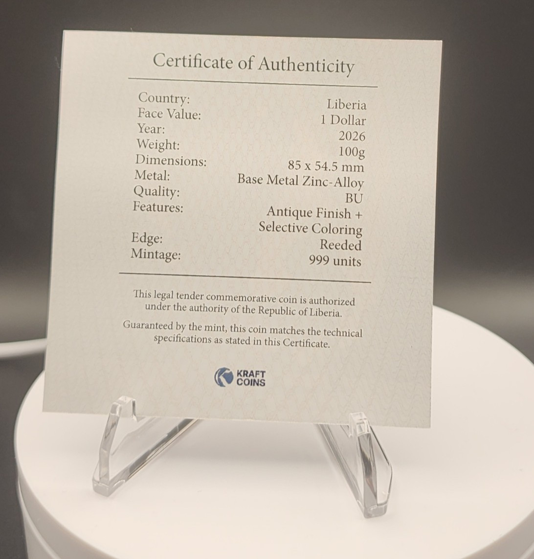 LAST STAND Gunslinger 100g Coin Bar 1$ Liberia 2026