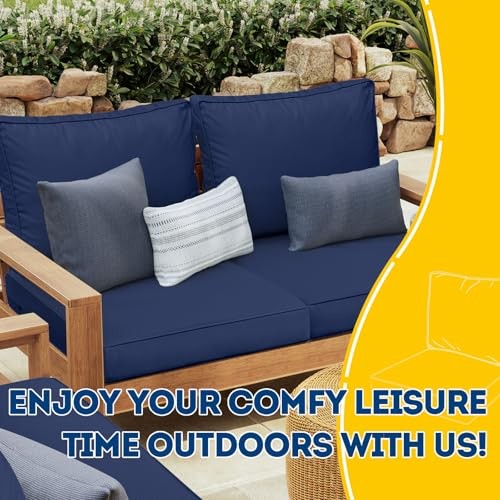 Outdoor Deep Seat Cushions with Double Welted 24"x24"x5"/24"x19" Navy Blue