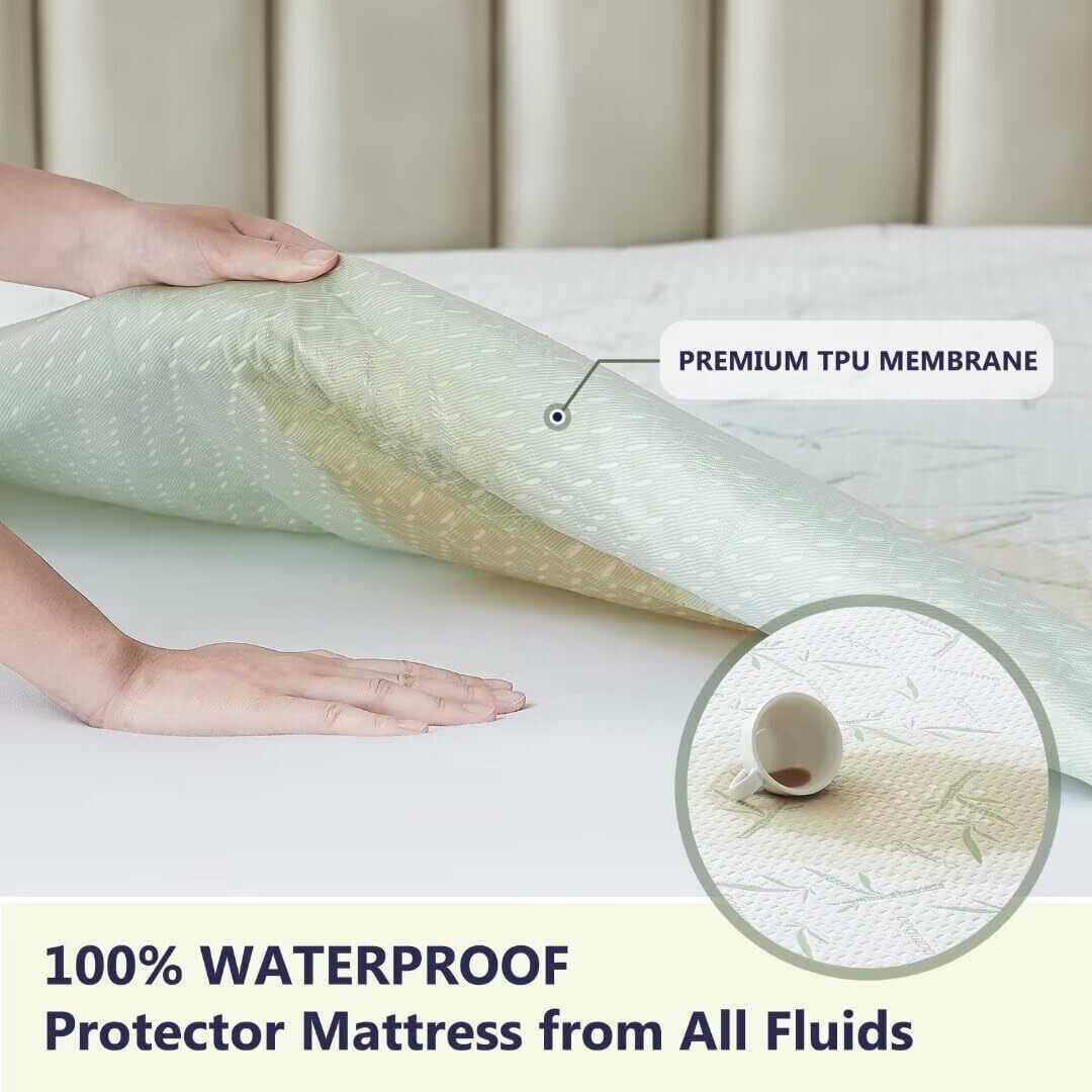 Bamboo Mattress Protector Hypoallergenic & Breathable Waterproof Mattress Cover