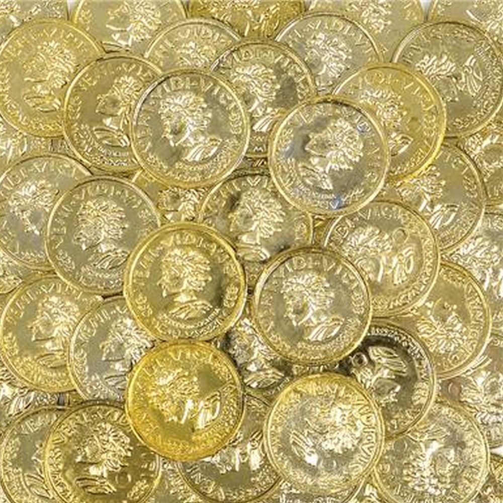 1000 PLASTIC GOLD COINS PIRATE TREASURE CHEST PLAY MONEY BIRTHDAY PARTY FAVORS