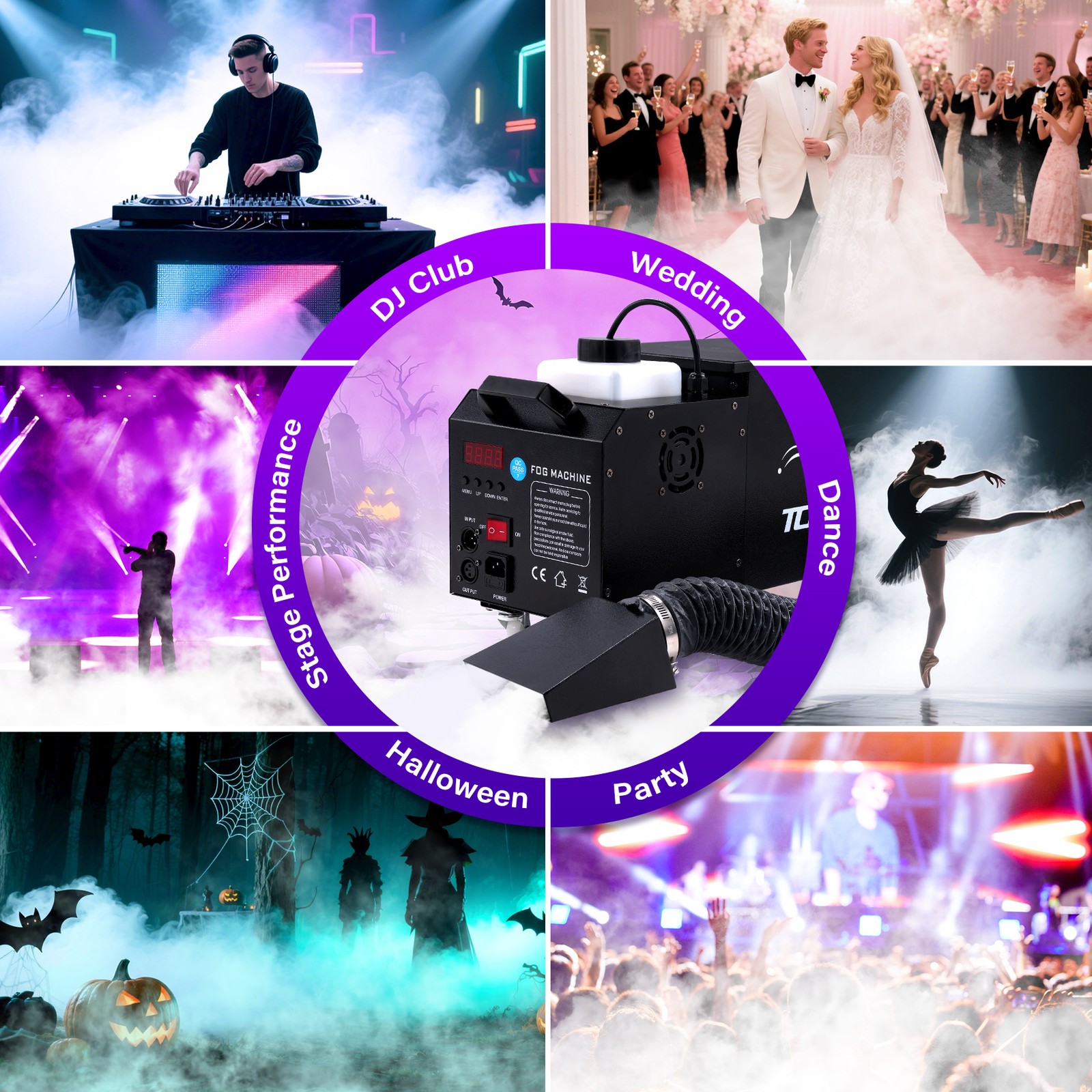 1500W Low Lying Fog Machine for Halloween Stage DJ Ground Fogger With DMX Remote