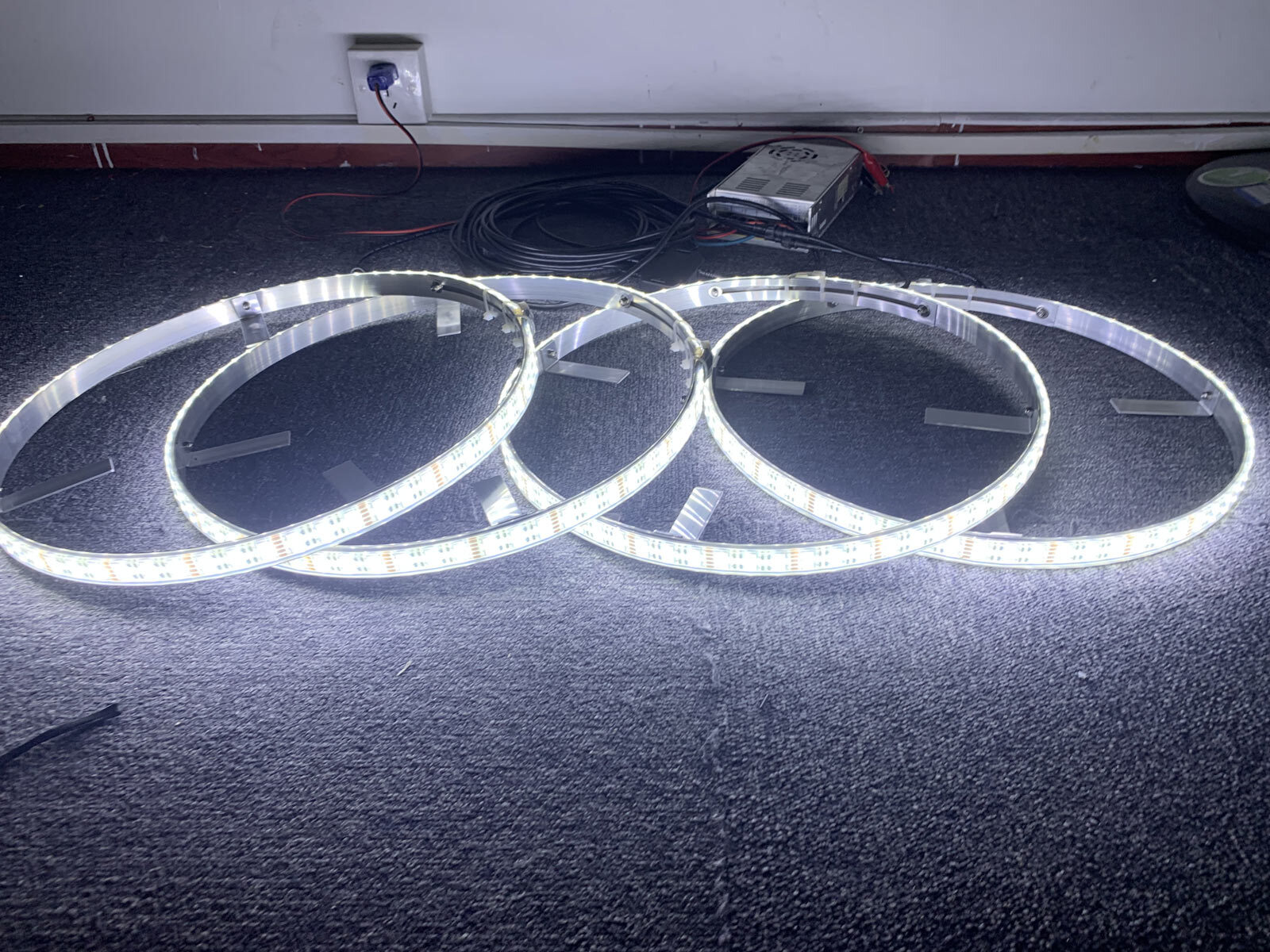 4x 15.5'' Pure White Double Row LED Wheel Rim Lights Truck Strobe Button Control
