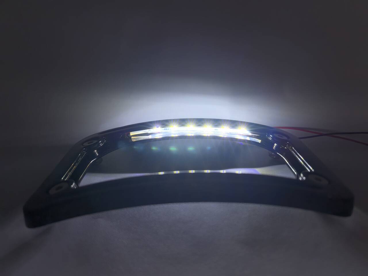 Black Curved License Plate Frame w/ LED Light For Harley Street Road Glide 10-23