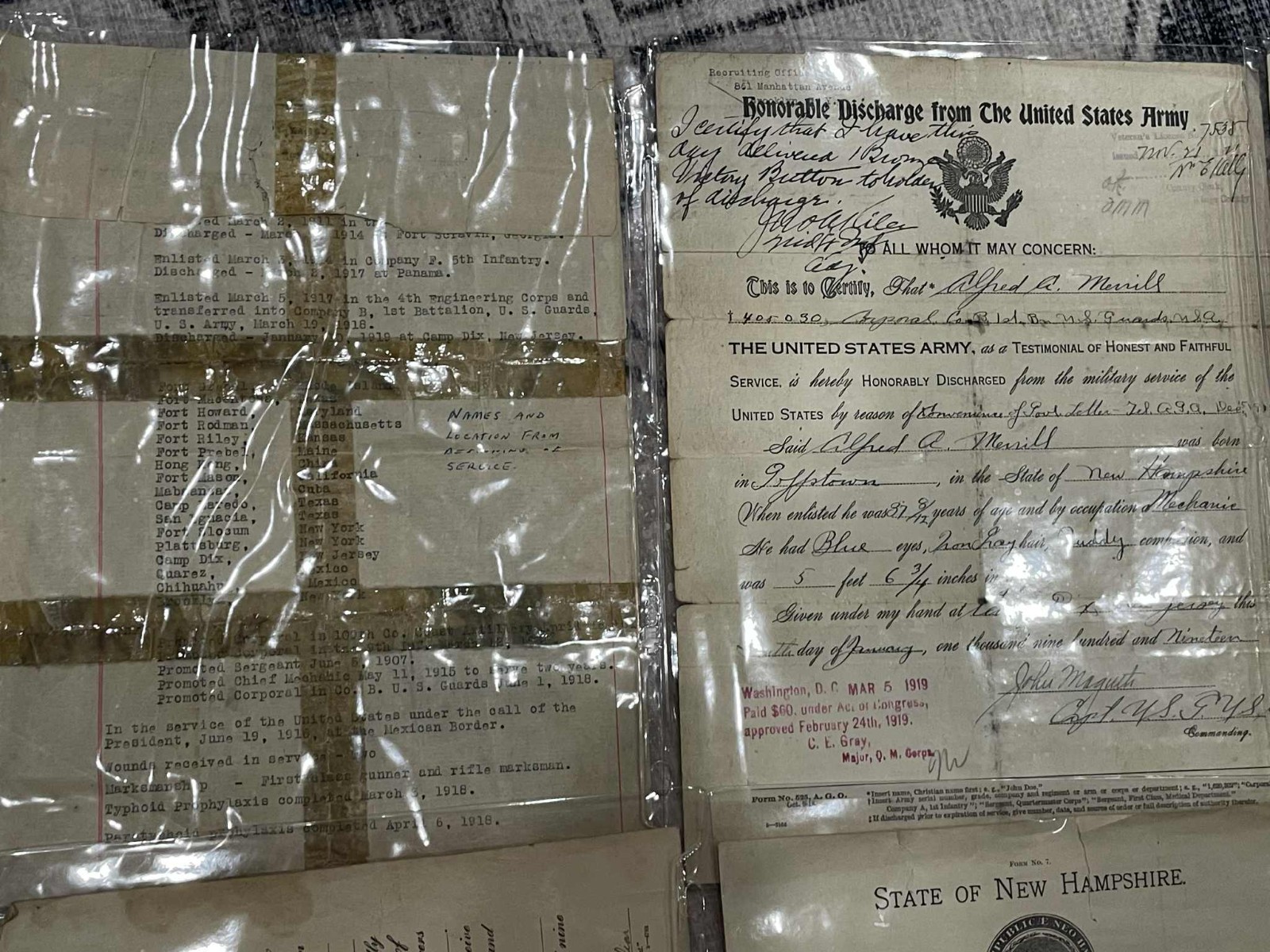 WW1 WWI Army Military NHNG AEF Mexican Border Service Document & Photo Grouping