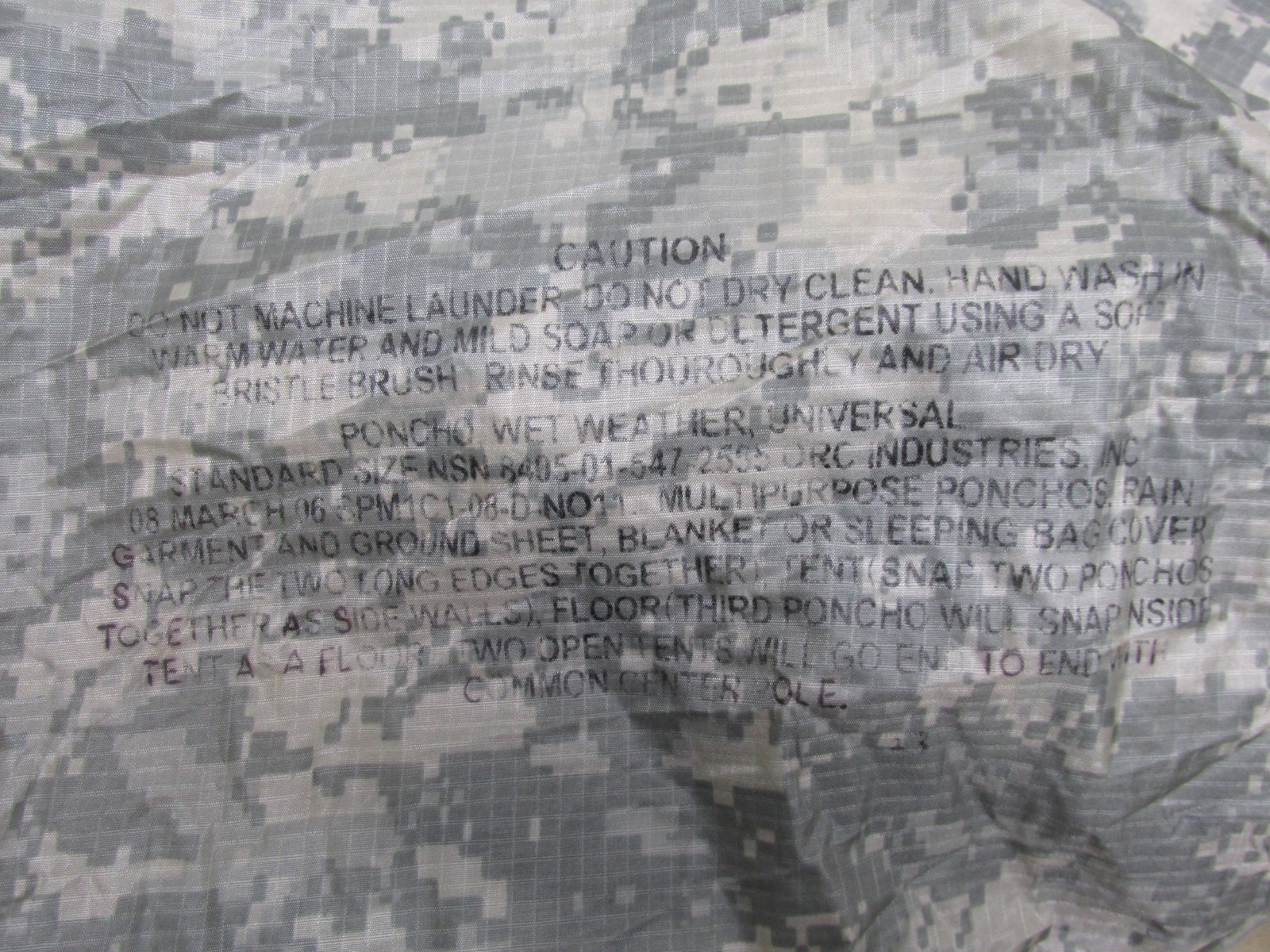 Genuine U.S. Army Issue ACU Digital Camo Rain Poncho