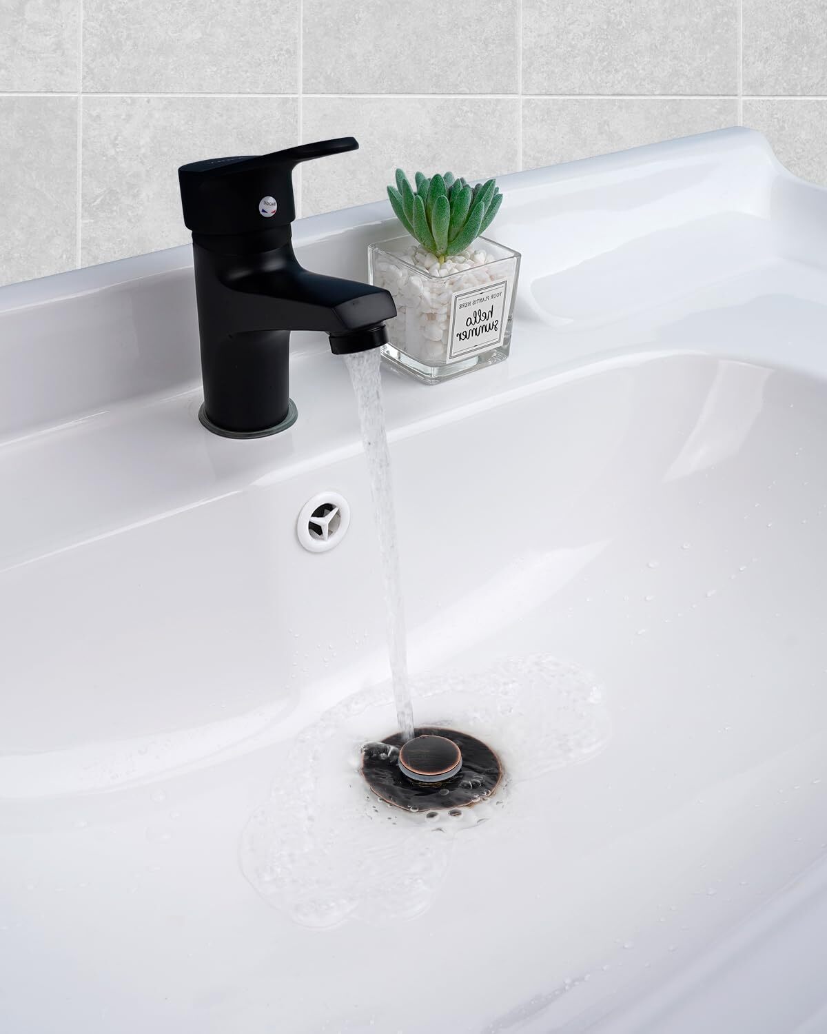 2 Pack All Metal Universal Bathroom Sink Stopper, Pop Up Sink Drain Strainer