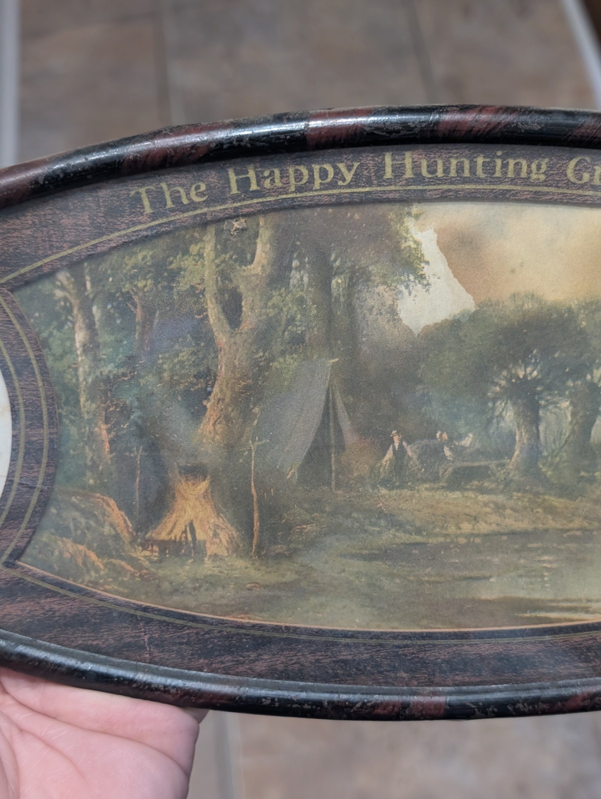 Antique Picture The Happy Hunting Grounds Native American Indians Metal Frame
