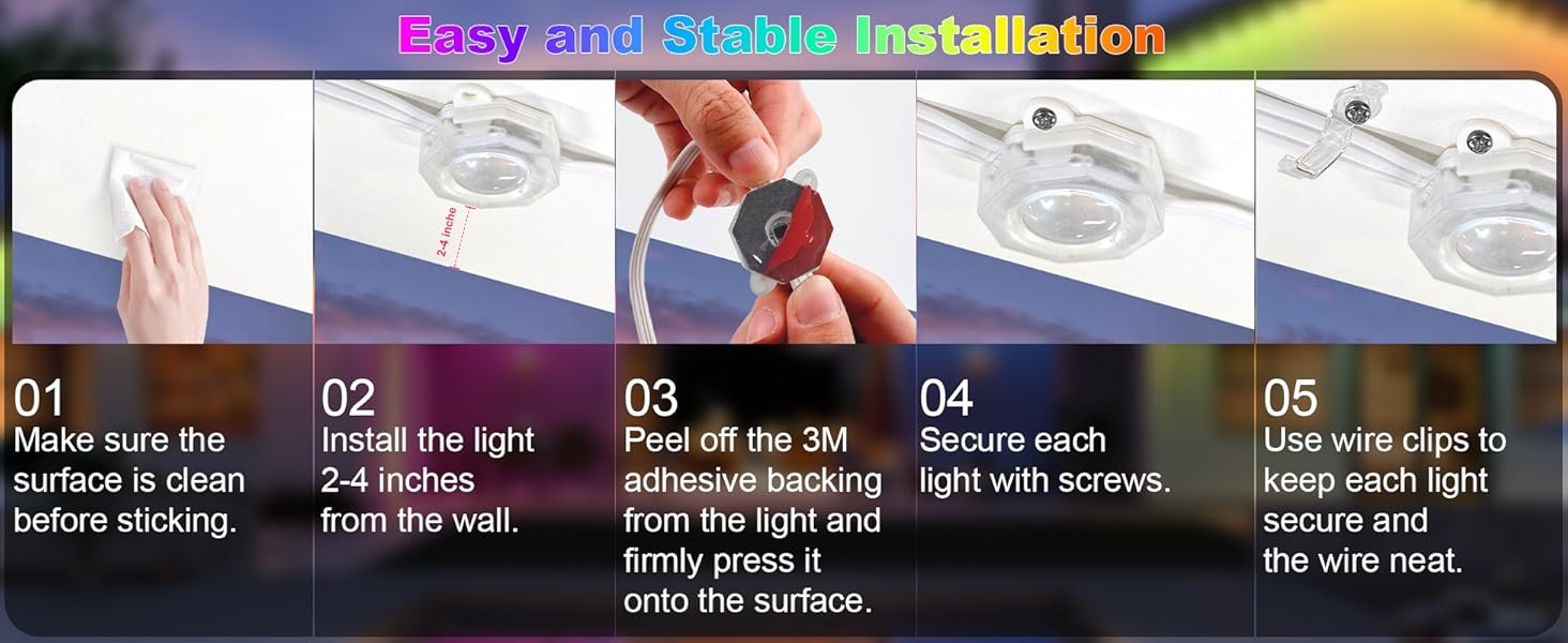 Permanent Outdoor Lights RGB+IC LED Smart Light App/Remote Control Holiday DIY