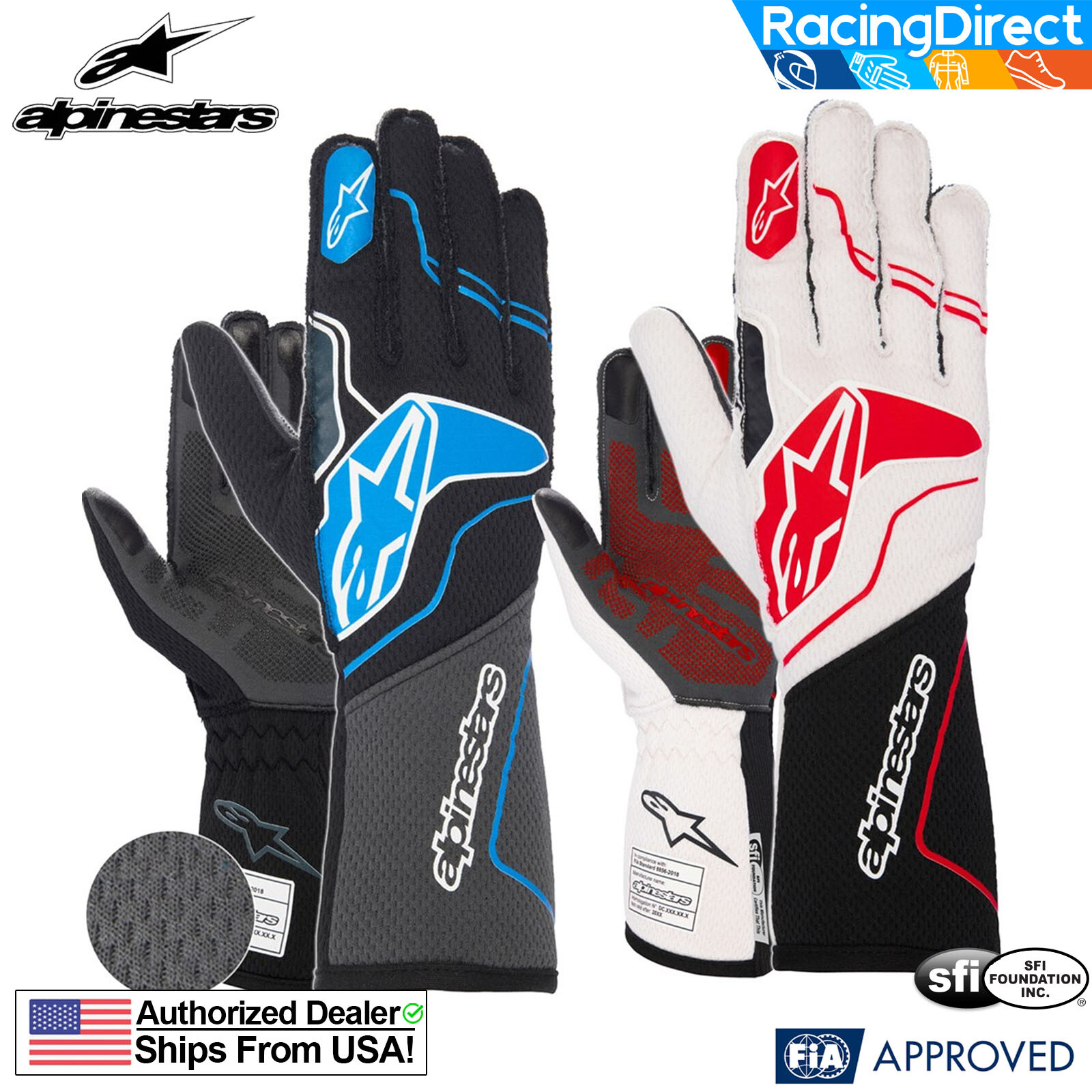 Alpinestars - Tech-1 ZX v3 Racing Gloves | SFI-5/FIA Rated | Pro Auto Gloves
