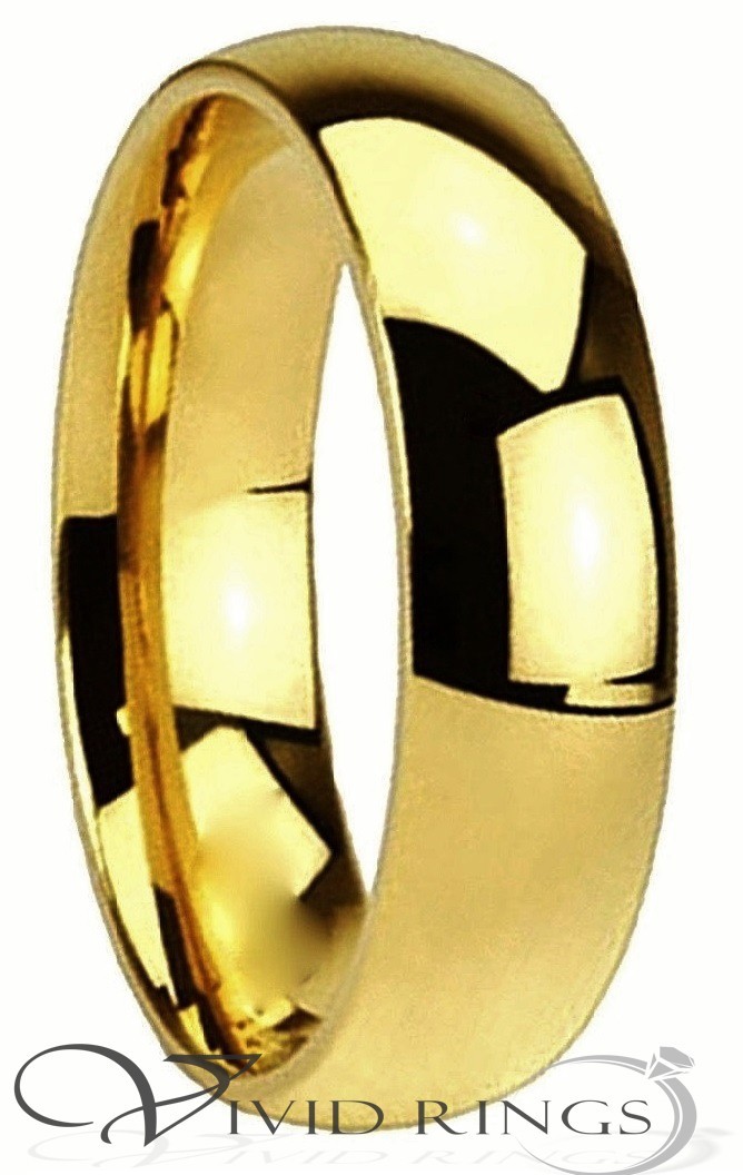 Gold Plated Stainless Steel Ring Plain Wedding Band Size 4 to 14.5