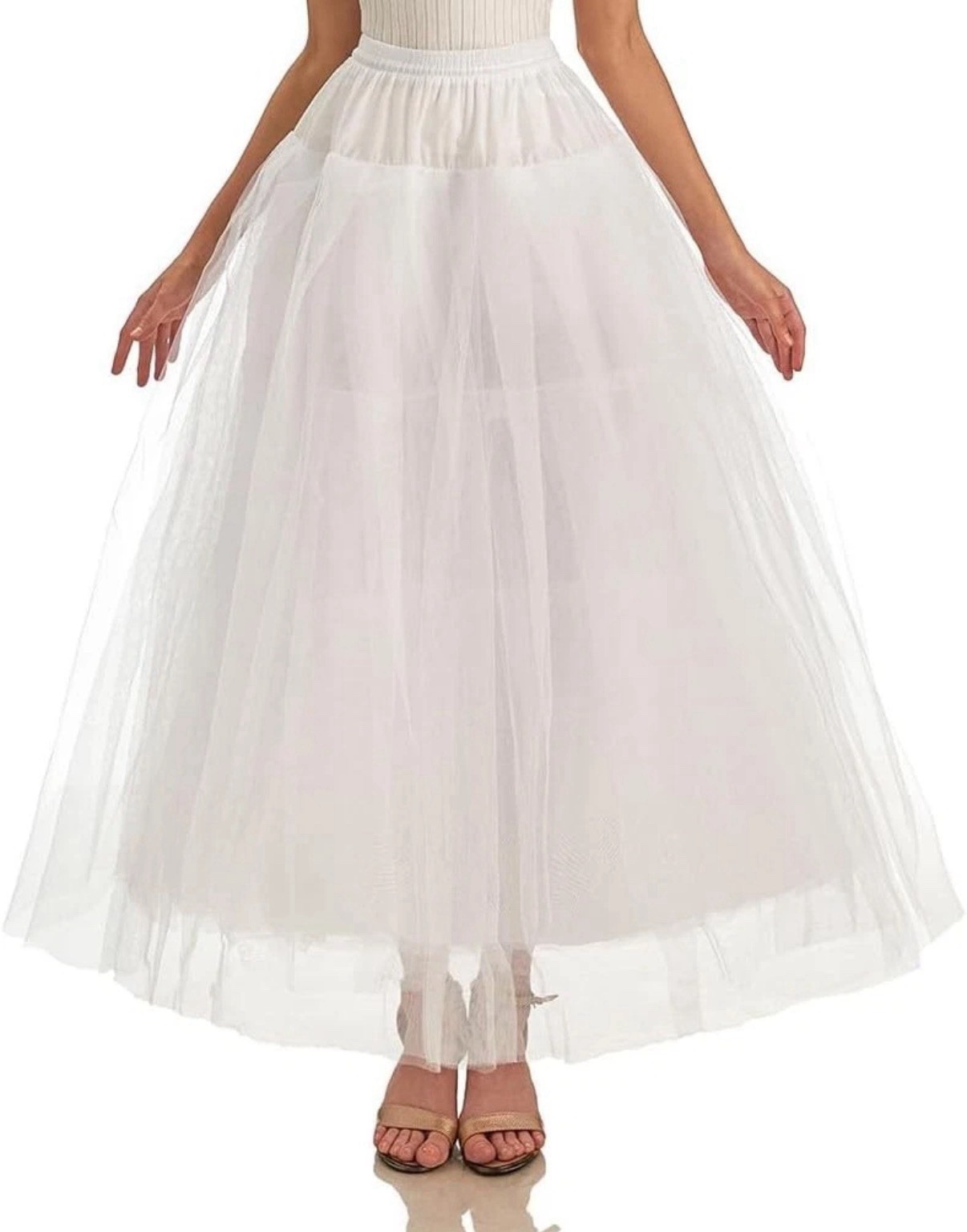 Wedding Hoopless Petticoat Crinoline Slip Underskirt Bridal Cosplay Prom White