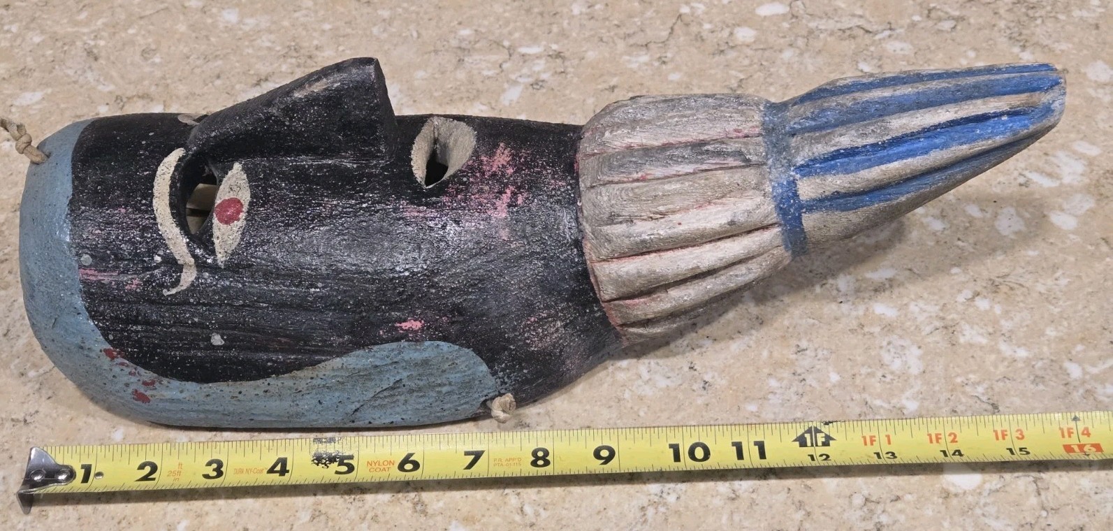 VINTAGE/ANTIQUE AUTHENTIC DANCE MASK HAND CARVED HAND PAINTED WOOD OLD