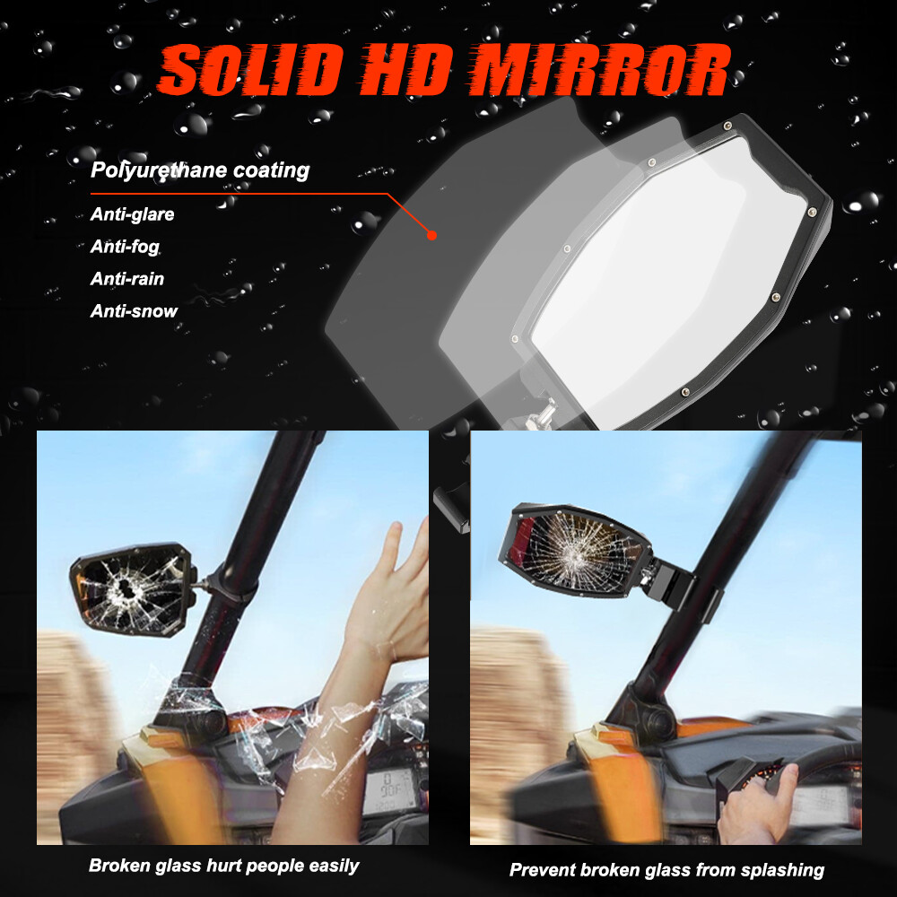 UTV Rear View Side Mirrors W/ LED Turn Lights For 2017-2023 Can Am Maverick X3 R