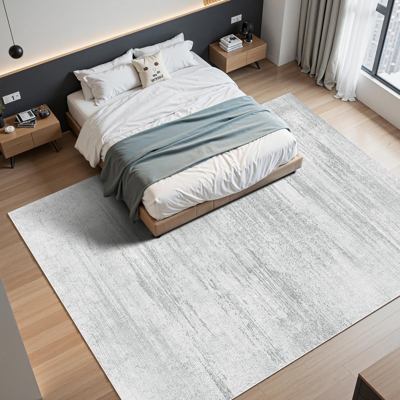 Large Area Rug 10 x 14 ft Anti-Skid Floor Mat Indoor Carpet Washable Modern Gray