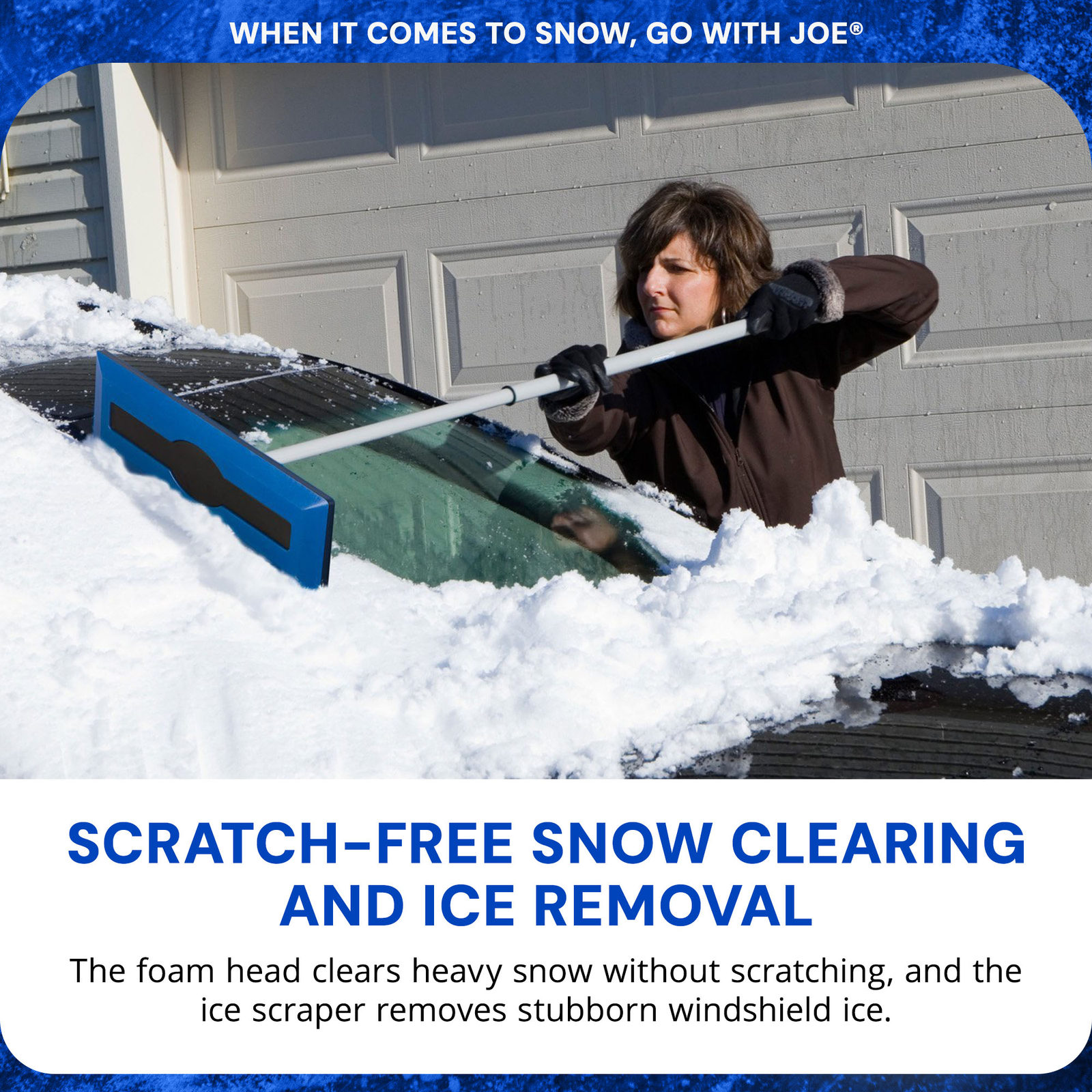 Snow Joe Windshield Ice Scraper, Car Window Snow Removal, Blue (Open Box)