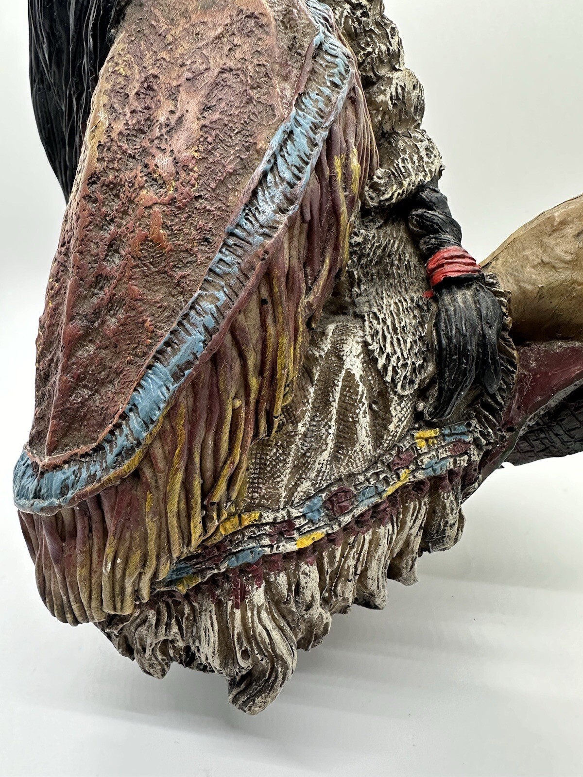 Native American Indian Large Bust Resin Sculpture Hand Painted Very Detailed