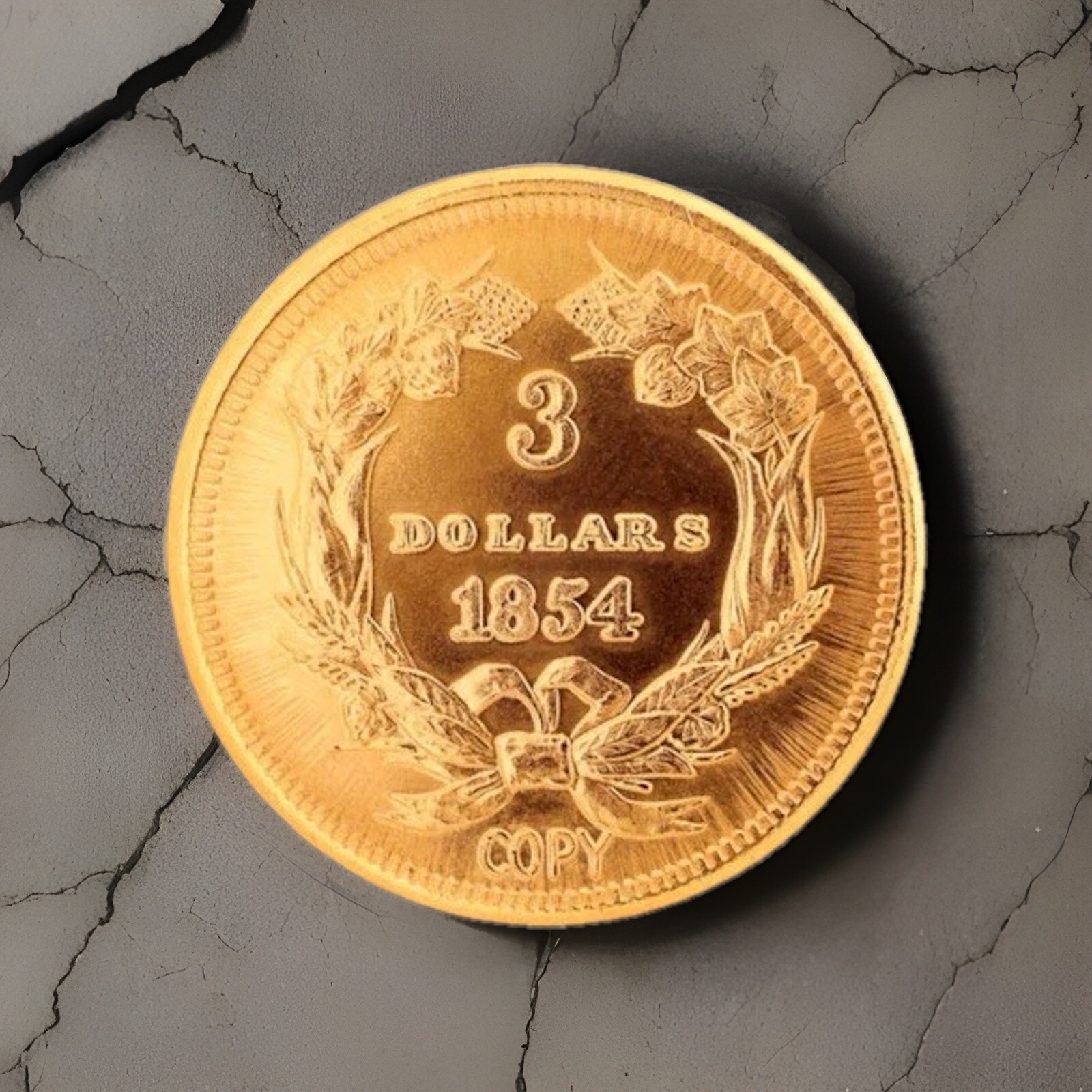 $3 Dollar Indian Princess Head Gold 24kt 1854 COIN TREASURE 24KT Plated