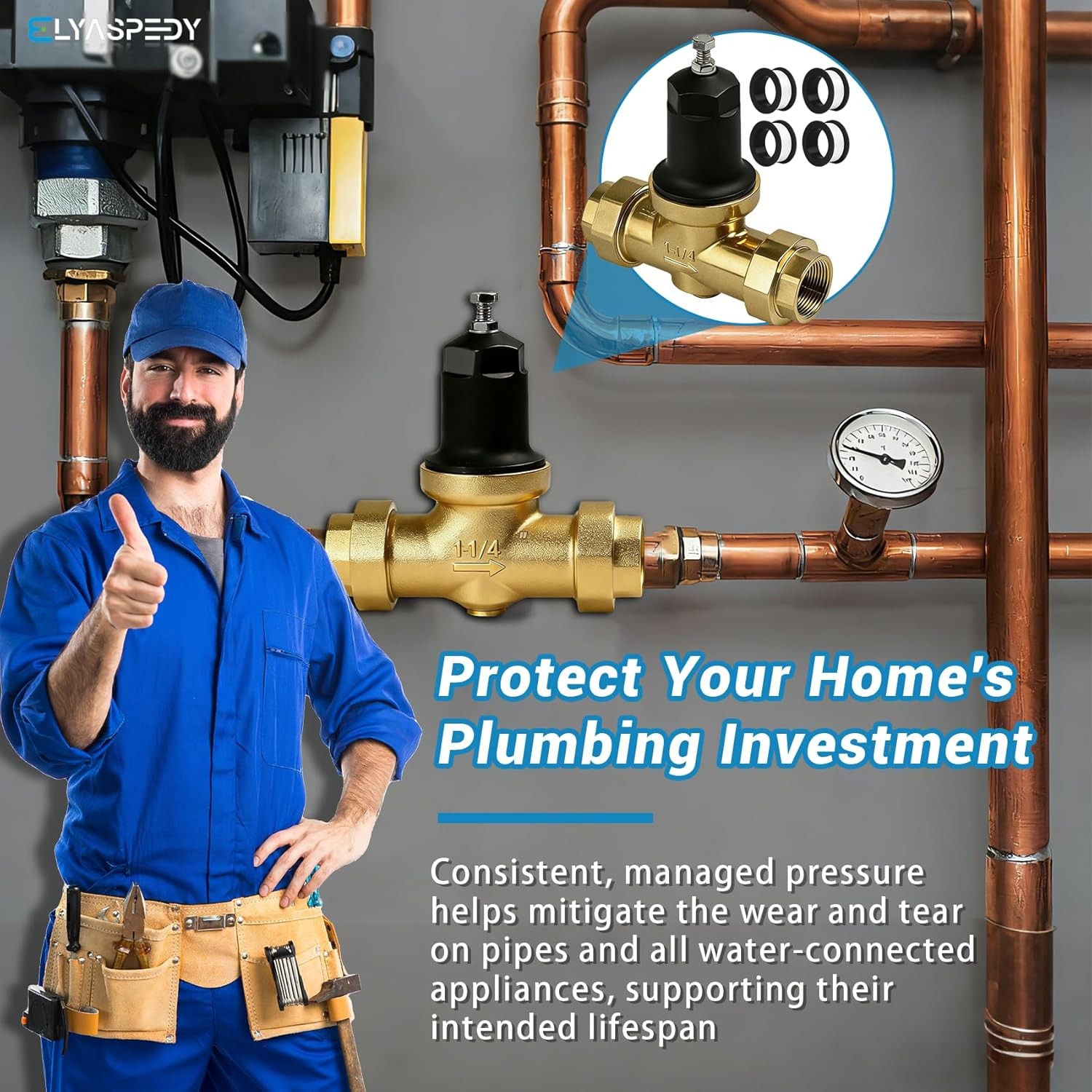 1-1/4" 114-NR3XL Pressure Reducing Valve Compatible with Zurn For Water Supply