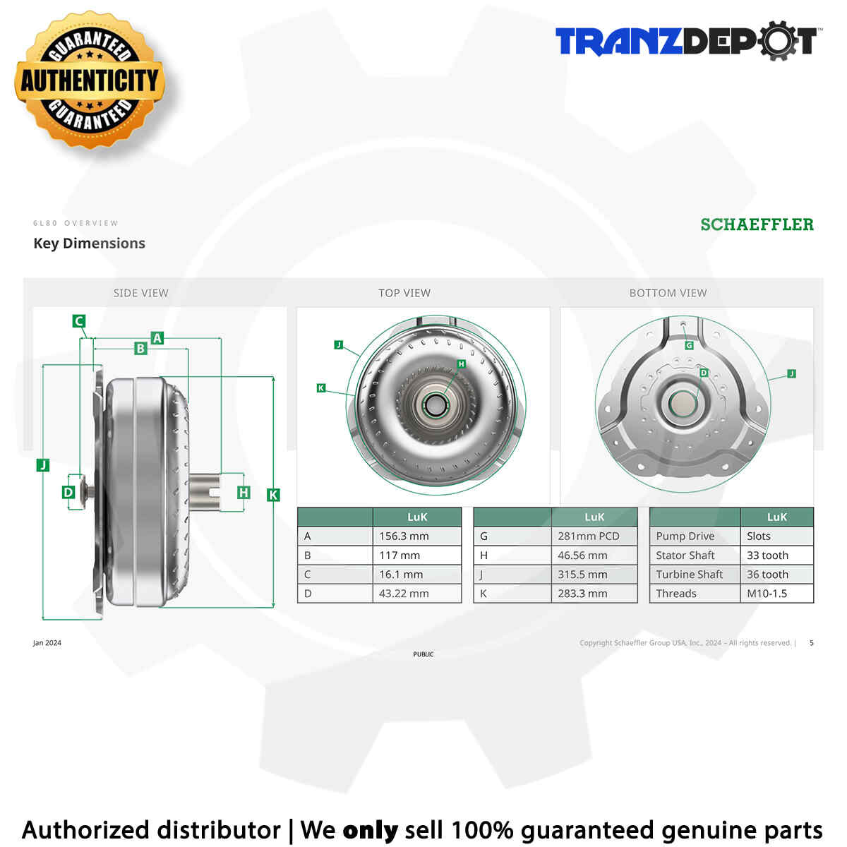 6L80 Torque Converter NEW—not remanufactured NO CORE CHARGE LuK TorCon (#TC0017)