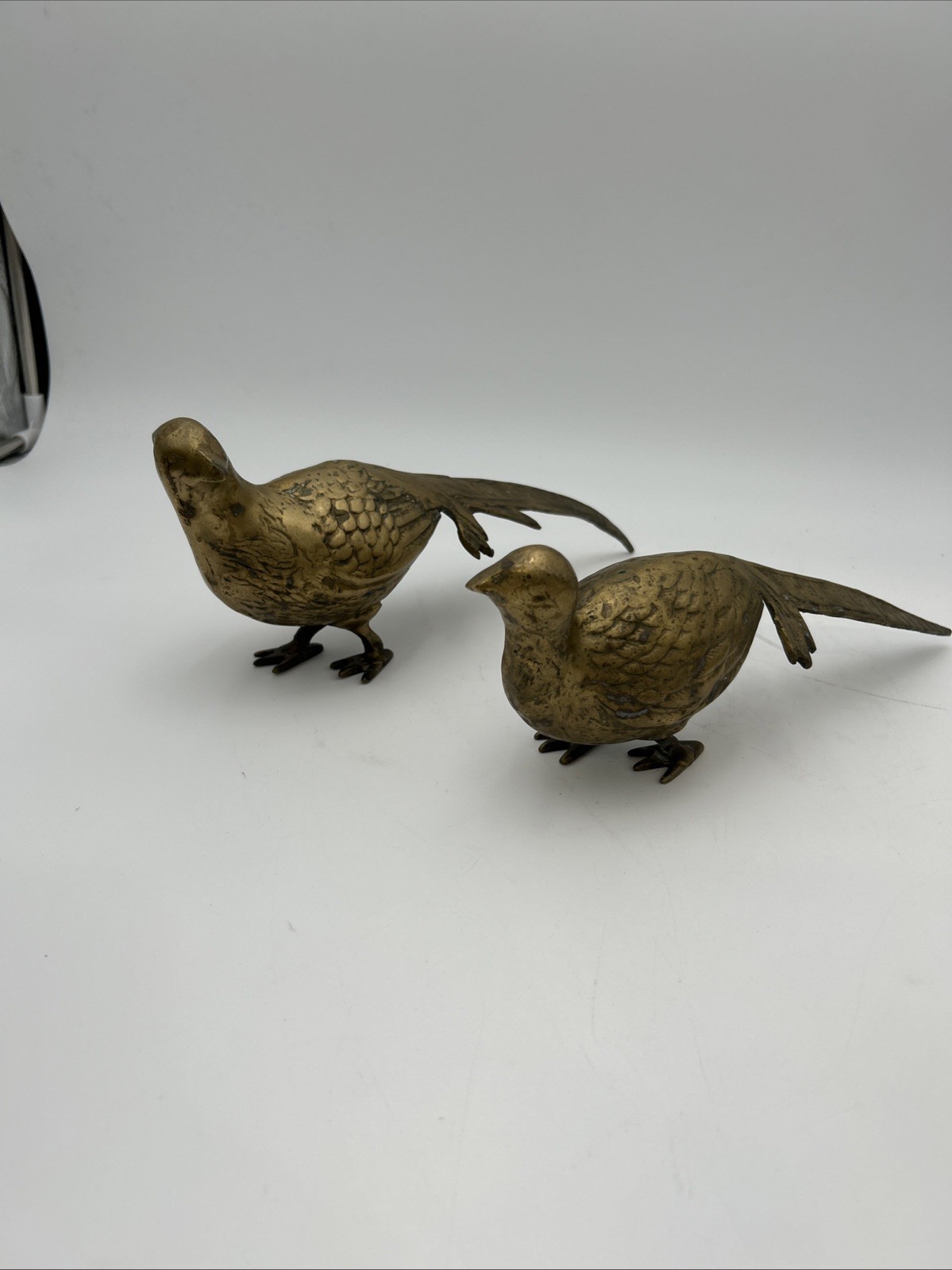 Vintage Pair of SOLID BRASS Pheasant Birds MCM Bird Decor Figurine Old