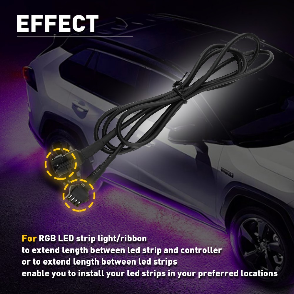 10Pcs 4 Pin 4.9ft RGB Rock lights Extension Wire Cable For LED Underbody Light