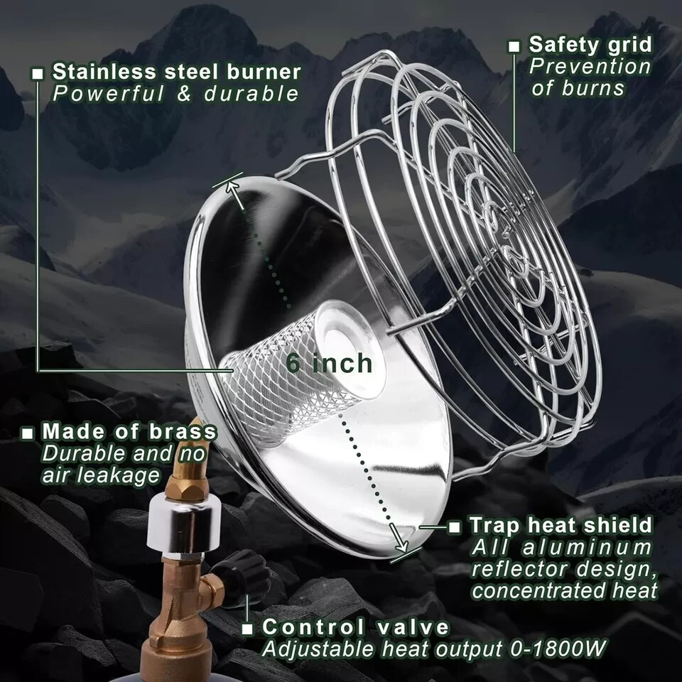 Hotdevil Outdoor Propane Heater 6200BTU Power Control Valve Holder Portable