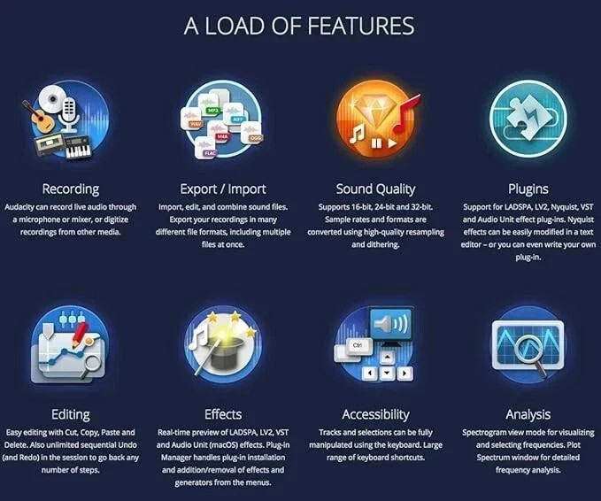 Audacity 2026 Software, Professional Audio Music Editing Recording, Podcasting