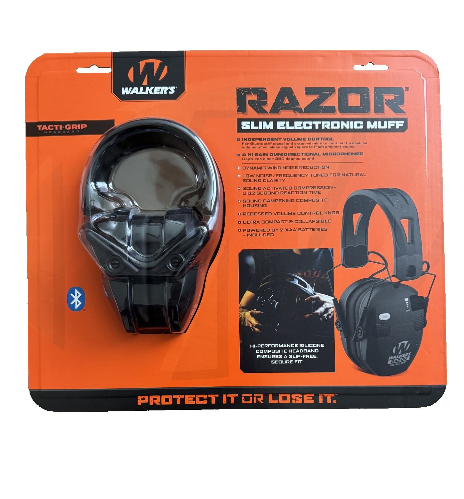 Walker's Razor Quad Bluetooth Tacti-Grip Slim Digital Muff Ear Protection | NEW