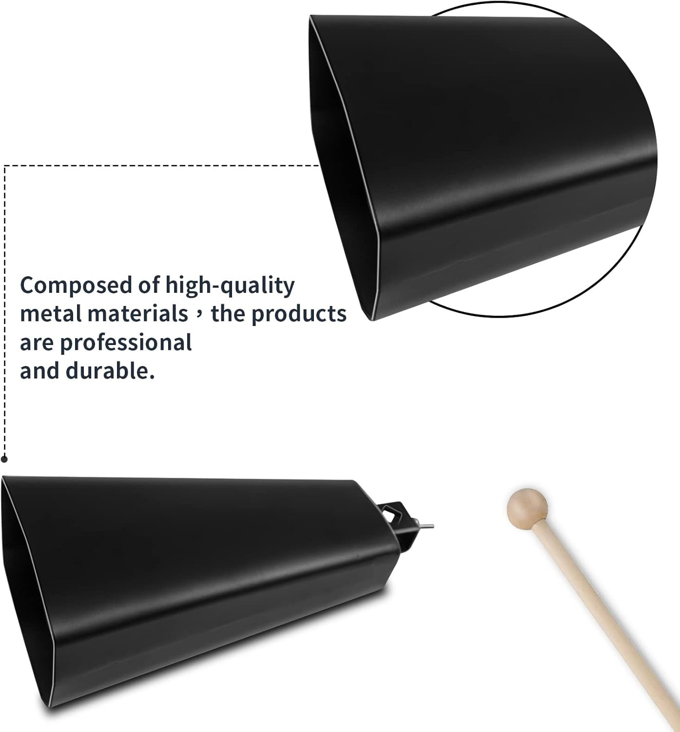 Soulmate Cowbell Instrument for Drum Set 8 Inch Metal Steel Cow Bell Noise Maker